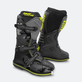 Shot motocross youth boot k10 yellow camo and black